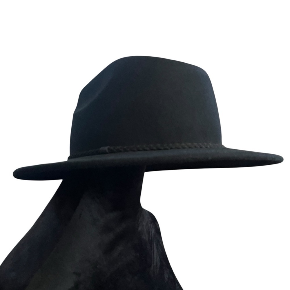 ASOS DESIGN 100% Wool Classic Black Fedora Hat with Braid Trim SZ M - Picture 12 of 13
